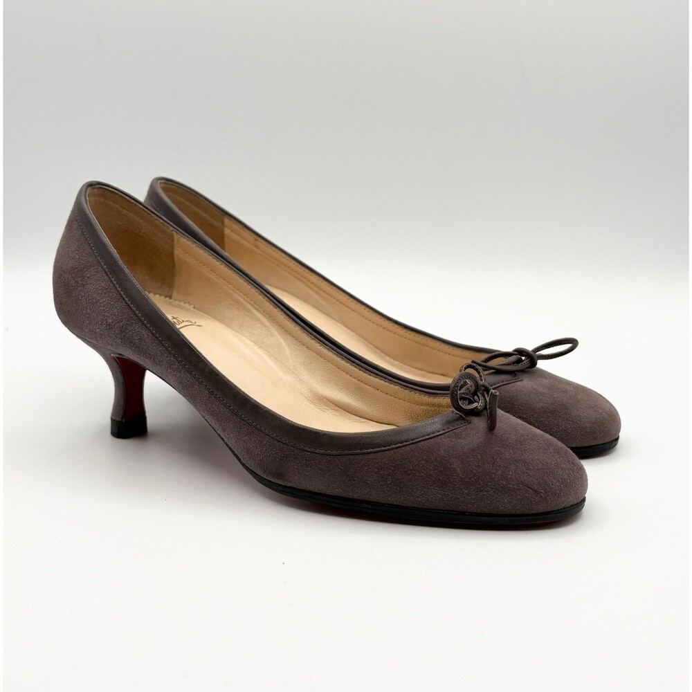 Christian Louboutin Marcia Balla Brown Suede Kitten Heels Ballet Vintage EU 36